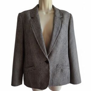 Pendleton Blazer VTG 80s 100% Virgin Wool Herringbone Black White One Button M/L